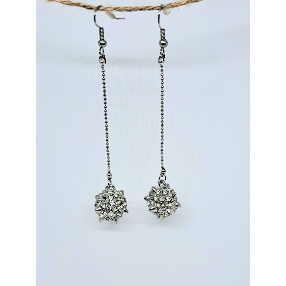 Spiked Ball Earrings - Silver